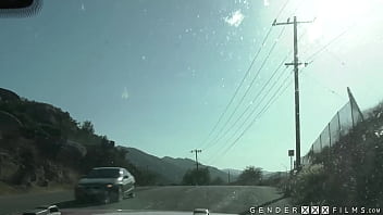 Preview 1 of Kay P - Oh my,  this trans hitchiker sucks dick for a ride