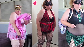 Preview 1 of Public Sex Bog Boobs - Playing dress up &amp_ having fun