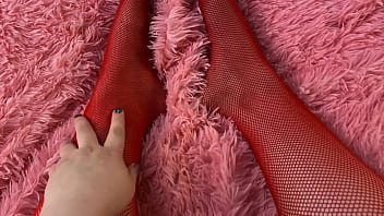 Preview 1 of Sunny Leone Ki Chut And Loda - Lady in red lingerie plays with her puffy wet pussy
