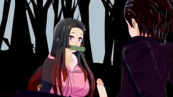 Preview 1 of Pinay Of Ofw - Nezuko is fucked by Tanjiro in the forest