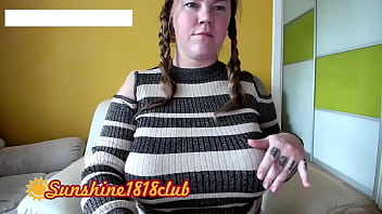 Preview 4 of Webcam Taste Own - Prison Break big boobs striped outfit Cosplay Wednesday Addams masturbation on cam recorded March 20th
