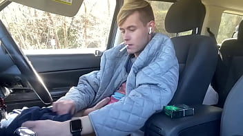 Preview 2 of Anorexic Teen Handjob - Playing with myself in the car