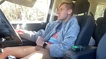 Preview 3 of Anorexic Teen Handjob - Playing with myself in the car