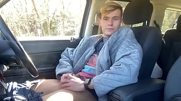 Preview 1 of Anorexic Teen Handjob - Playing with myself in the car