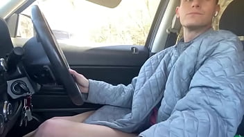 Preview 4 of Anorexic Teen Handjob - Playing with myself in the car