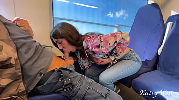 Preview 4 of Czech Boyfriend - Blowjob on the train for a stranger in Public