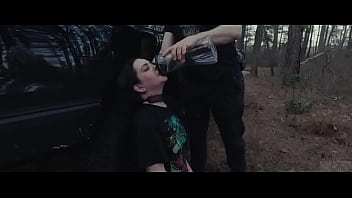Preview 4 of In Socks - Submissive cutie eats ass and piss at roadside picnic,  then gets rough face fucking