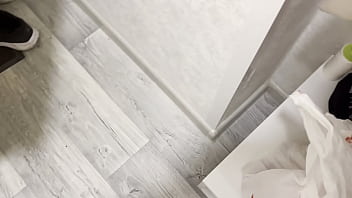 Preview 1 of German Father With Daughter - Pizza delivery girl sucked my dick juicy for her gaffe and I cum on her tits