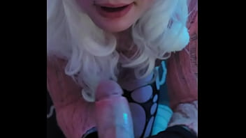 Preview 1 of Sister Feer Xxx Sex 18 - BLONDE ELF PUKES CUM: Femkittenboy bj makes him cum 3 times,  ends with exploding cum puking throatpie