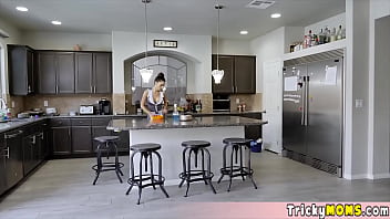 Preview 1 of Nurse Mantal Hospital - Long legged MILF maid in uniform gets fucked while she is doing her chores still