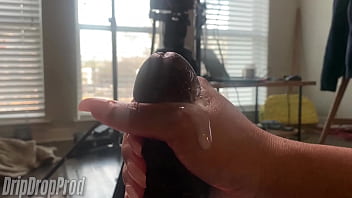 Preview 2 of Three Girls One Boy - DRIPDROP Faye Noir Plays With His Cummy Dick,  Then Jerks Him While Sucking HIs Nipples!!