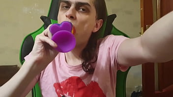 Preview 3 of Banglar Muiry Hot Hot Sexxsexx - Sissy cute cd sucking dildo blowjob on cam cosplay