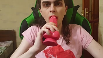 Preview 1 of Banglar Muiry Hot Hot Sexxsexx - Sissy cute cd sucking dildo blowjob on cam cosplay