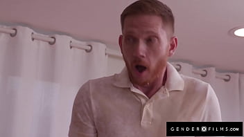 Preview 1 of Sex Babi Bra - Angry Trans Boss Dicked Down By Clutsy Hunk Employeer - Nikki North,  Brody Kayman - GenderXFilms