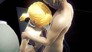 Preview 2 of Horny Boy N Milf - Yaoi Femboy - Blonde boy having sex in a toilet - Japanese Asian Manga Anime Film Game Porn
