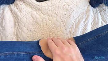 Preview 2 of Brother Ckach Sister - Horny stepsister in torn jeans was caught watching porn by stepbrother