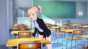 Preview 1 of Mom And Dad Xx Com Bf - Blonde-Haired Girl Caught Grinding the Table,  Gets Disciplined by a Man &ndash_ Koikatsu