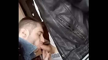 Preview 2 of Ass Big Ass Sex - Young guy in leather and jeans suck dick by bad boy in leather jacket