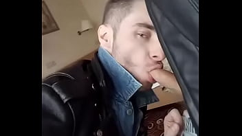 Preview 1 of Ass Big Ass Sex - Young guy in leather and jeans suck dick by bad boy in leather jacket