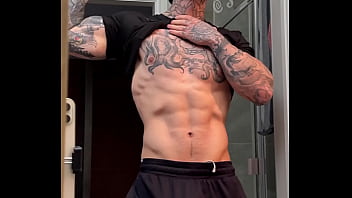 Preview 2 of Double Penetration Sexy Vidoes - Stroking My Massive Cock and Flexing For You Before Cumming