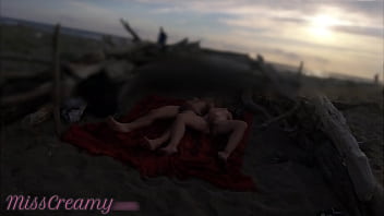 Preview 4 of Classic Big Sluts - Strangers caught my wife touching and masturbating my cock on a public nude beach with cumshot - MissCreamy