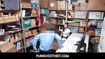 Preview 1 of Fat Women Xxxx Videos - PunishedThief  -    Petite teen suspect Carolina Sweets punish fucked roughly on CCTV