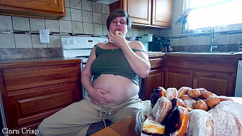 Preview 1 of Grani Lesbian - Stuffing Myself Full of Donuts Until I Explode | Clara Crisp Gorges Pastries Until She Pops | Eating to Burst