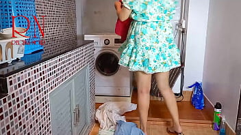 Preview 1 of Inden Xxx Video Hd Video - Housewife fucked in the washing machine. pussy licking,  cunnilingus. Domination in laundry. C3