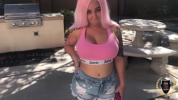 Preview 2 of Xvdeo India Seccom - Curvy Barbi Got Pink Hair &amp_ Bubble Ass! Rome Major Cums On It!