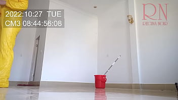 Preview 1 of Papa Saxi Video - Nude maid cleans office space. Maid without panties. Hall c3 DATE