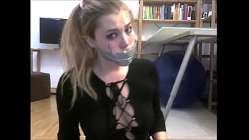 Preview 2 of Gay Stipend - British Pornstar Misha Mayfair Has Her Cocksucking Mouth Packed &amp_ Tape Gagged!