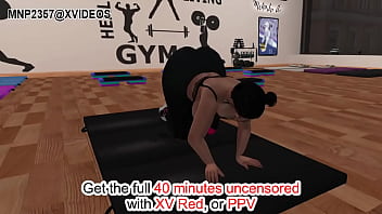 Preview 1 of Mia Khalifa Piper Perri - 3D Fit Shortstack Yoga Pants Woman Rough Sex at the Gym (CENSORED)