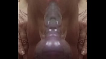 Preview 3 of W Xnxxx Cm - Mirranuz-73 ORGASM when Purple Red Tipped Purple Knotted  Dildo and Flexible Foreskin Vibrator both Fuck my Anus aided by Twin Cock Ring 20250312