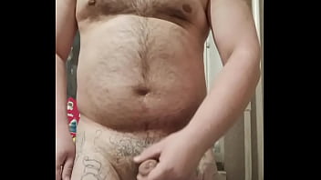 Preview 2 of Forget To Fuck Daddy - A hairy,  appetizing bear cub masturbates on a smartphone camera.