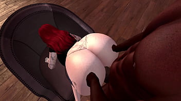 Preview 3 of Kar 87 - Second Life Black man fucks red head white woman on a chair