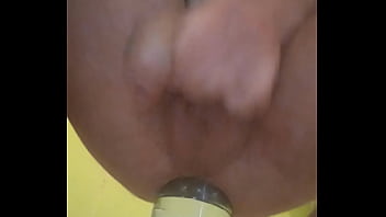 Preview 3 of Big Breast Fuck Teens - The guy moans and squirts without using his hands while sitting on a huge bottle.