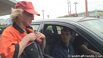 Preview 2 of Kisd Me Girl - Two buddy pick up and share blonde old lady