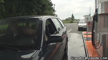 Preview 1 of Kisd Me Girl - Two buddy pick up and share blonde old lady