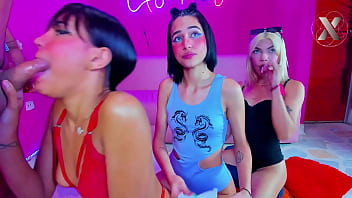 Preview 2 of Party Wife Exchange Enjoy - brunette slut with small tits takes a big cock in her mouth in an orgy with her friends