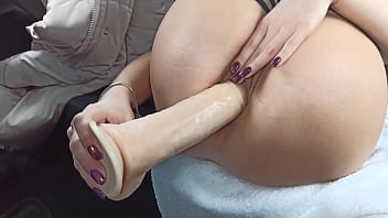 Preview 4 of Hoat Video Xxx - Riding a big dildo in a car