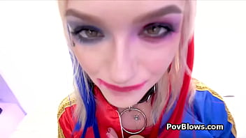 Preview 2 of Liza Anl - Cosplay Harley milks dick hands free