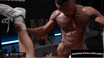 Preview 3 of Fight Checking - Sweaty Stud Rails Hairy Jock - Andre Donovan,  Caden Jackson - RagingStallion