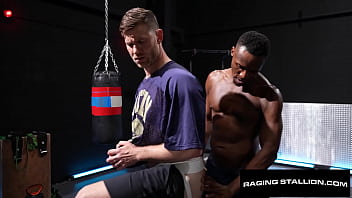Preview 1 of Fight Checking - Sweaty Stud Rails Hairy Jock - Andre Donovan,  Caden Jackson - RagingStallion