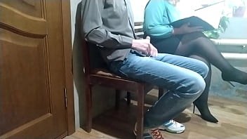 Preview 3 of Wife Car Webcam - Hot milf in pantyhose milking my cock in public