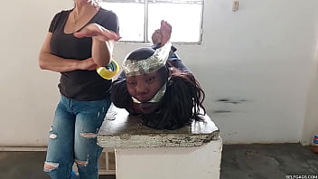 Preview 4 of Seachnose Long - 18-Year-Old Female Trickster Gagged In Strict Hogtie With Insane Pantyhose Encasement!